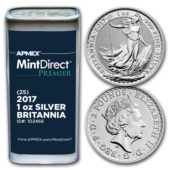2017 GB 1 oz Silver Britannia (25-Coin MintDirect Premier® Tube) 2017 GB 1 oz Silver Britannia (25-Coin MintDirect Premier® Tube)